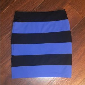 Cato Black and Blue Striped Pencil Skirt